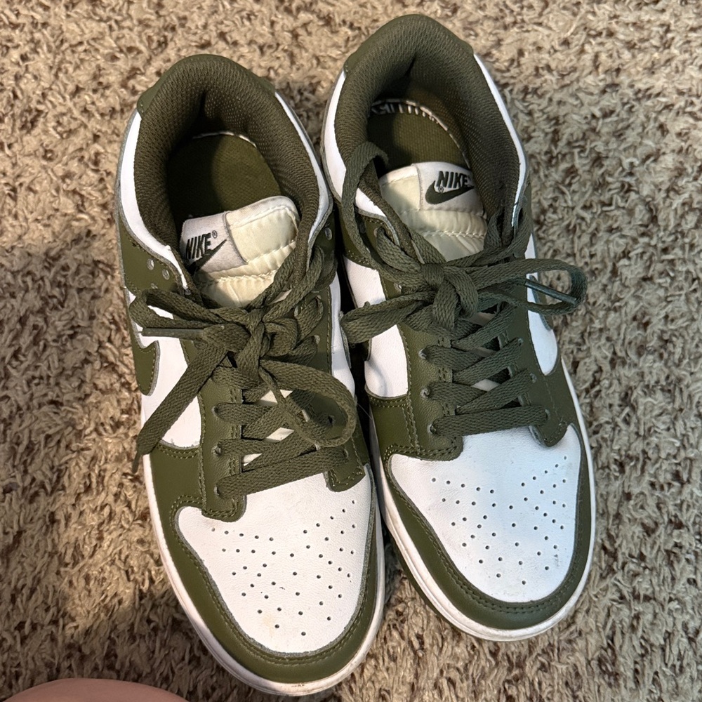Nike dunks low olive and white